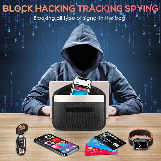 2 Pack Faraday Bags for Phone and Car Keys, Signal Blocking Key Pouch, Anti Theft Car Protection, Cell Phone Keyless Entry Fob Signal Blocking Pouch