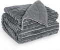 Sherpa Fleece Weighted Blanket with 3D Ribbed Stripes, 15 lbs Soft Flannel Heavy Throw Blanket for Couch Bed Sofa, Heavy Thick Blankets with Glass Beads, Great for Sleep, 48" x 72"