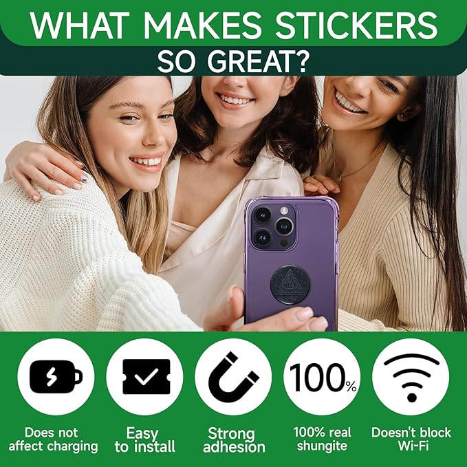 2 Pcs Shungite Neutralizer Sticker for Cell Phone 30 mm/ 1.18 Inch Shungite Stones Plate for Tablet Laptop Computer-All Seeing