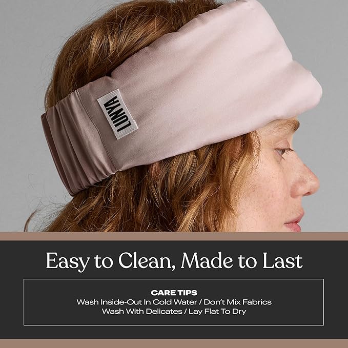 Lunya Washable Silk Sleeping Mask - Thermoregulating Mulberry Silk, Light Blocking and Comfortable Fit – Sleep Mask for Women and Men with Box - Delicate Pink - Small