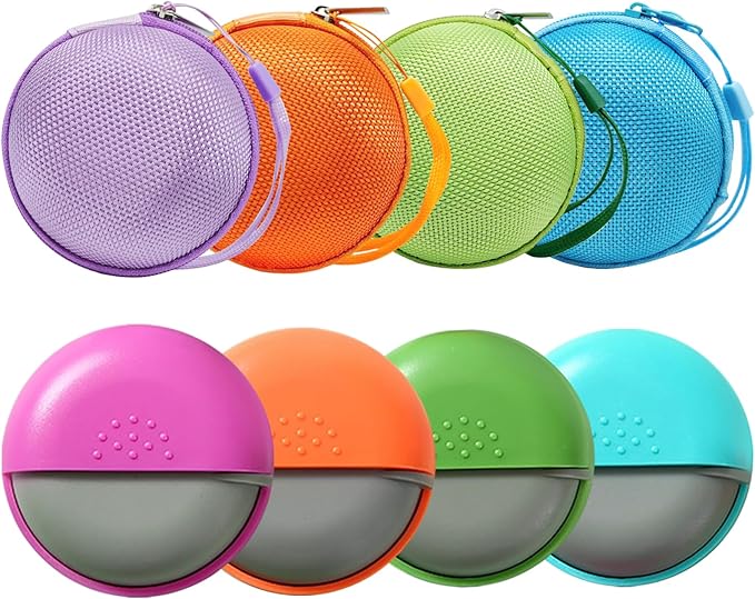 4PCS Pill Cases Travel Pill Organizer Portable Small Pill Box for Purse Cute Round Medicine Container for Pills Fish Oil Vitamine Supplements (4 PCS+4 Bag)