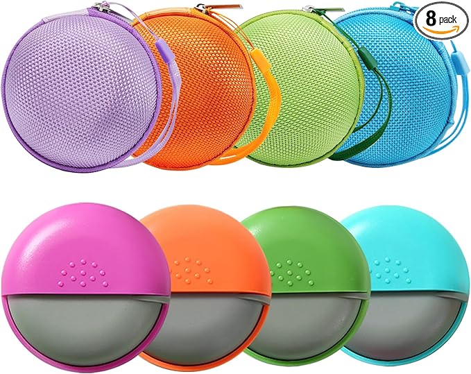 4PCS Pill Cases Travel Pill Organizer Portable Small Pill Box for Purse Cute Round Medicine Container for Pills Fish Oil Vitamine Supplements (4 PCS+4 Bag)