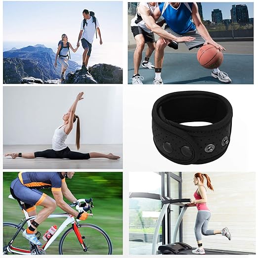 Moko 2-Pack Sweatproof Ankle Strap Fit Fitbit Luxe/Inspire 2/HR/Inspire/Charge 5/4/3/2/Alta/Alta HR/Flex 1/2/Garmin, Adjustable Fitness Tracker Ankle Band with Mesh Pouch - Black