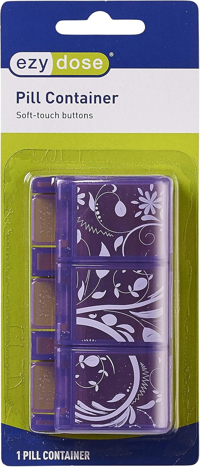 Ezy Dose Soft Touch 3 Compartment Pill Case, Medicine Planner, Vitamin Organizer Box, Convenient and Easy to Use, 2XL Compartments, Organize Pills and Vitamins, Color May Vary, BPA Free