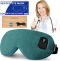 FACEMOON Heated Eye Mask for Dry Eyes: Electric Warm Compress for Blepharitis Stye Tired Eyes - Cordless Heat Relief Heating - Stable Temp 1500 Mah Rechargeable Washable Green