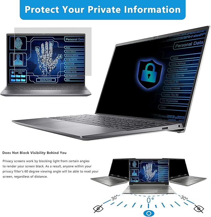 FILMEXT Laptop Privacy Screen 15.6 inch Privacy Screen Filter for Laptop 15.6" Asus/15.6" Acer/15.6HP/Dell/Toshiba 16:9, Anti-Spy,Anti-Glare Anti Blue Light-with Matte/Glossy surface
