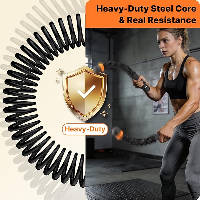 Adjustable Ropeless Battle Ropes for Home Gym for Men & Women, Heavy Duty Cordless Battle Rope, Exercise Ropes with Variable Resistance, Strength & Low-Impact Cardio for HIIT
