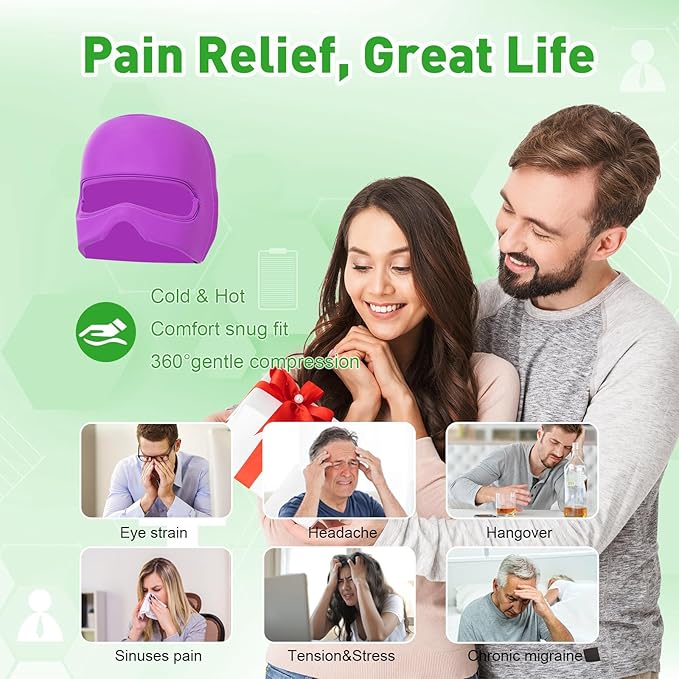 3-in-1 Migraine Relief Cap with Gel Eye Mask & Neck Ice Pack, Hot & Cold Therapy for Headaches, Sinus, Puffy Eyes, Reusable Headache Relief Gifts for Women & Men Black, Large