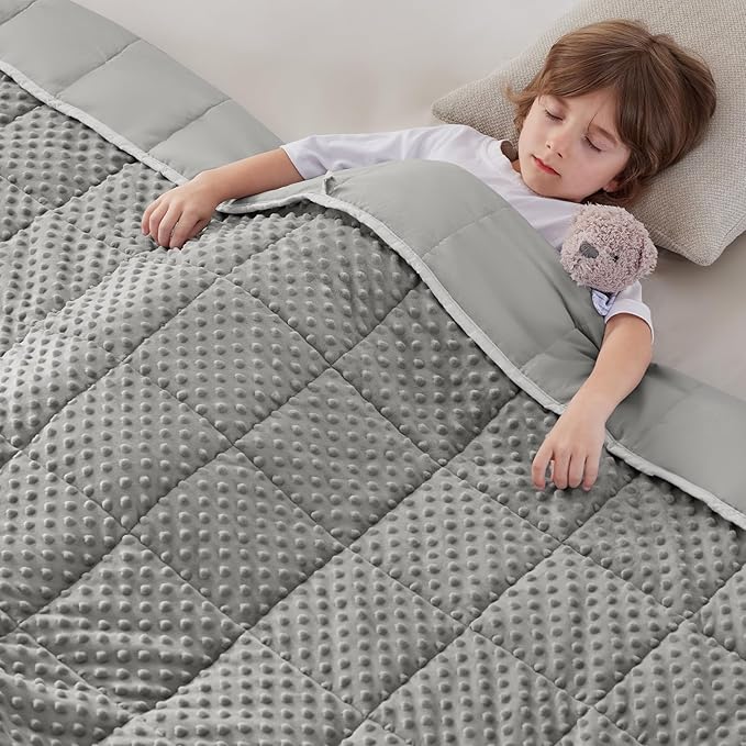 anfie Weighted Blanket Kids(40"x60" 7lbs) Weighted Blanket Cooling Blanket for Sleeping,Throw Size Breathable Blanket with Premium Glass Bead(Grey)