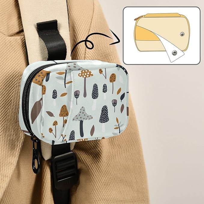 Pill Box Mushroom Autumn Forest Jungle 7 Day Pill Case Travel Pill Organizer Bag with Zipper Portable Weekly Vitamin Medicine Supplement Holder Pouch Bag