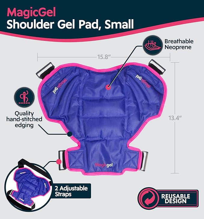 Magic Gel Ice Pack | Reusable, Flexible & Long Lasting for Rotator Cuff Injuries, Bursitis and Swelling | Hot or Cold Therapy Compression Wrap for Left or Right Shoulder