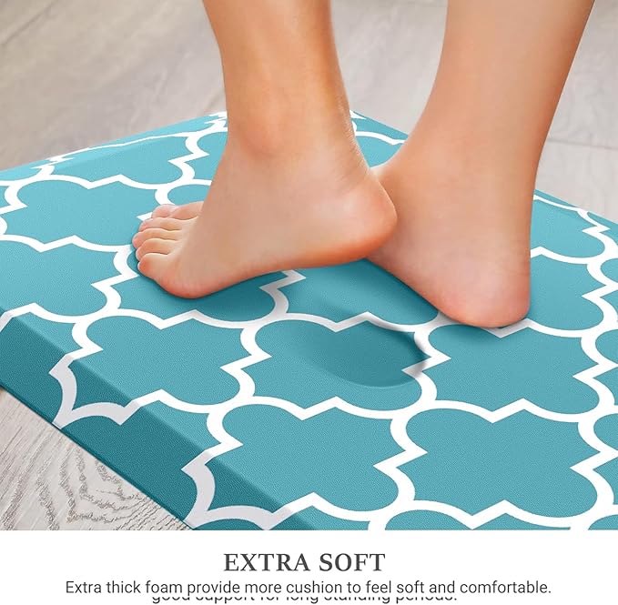 WISELIFE Anti Fatigue Floor Mat - 4/5 Inch Kitchen Mat Non Slip Waterproof Heavy Duty Ergonomic Comfort Mat Durable for Home, Office, Sink, Laundry,(17.3" x 60", Green)
