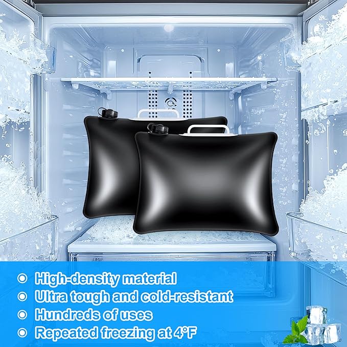 2 Pack(12L) Large Refillable Ice Bath Bags Water Chiller,Bathtub Freezer Water Bags,Portable Cold Plunge Ice Bags Tub Accessories,Anti-Breakage Ice Block/Cube Molds for Cold Plunge
