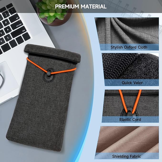 Faraday Bags for Phones 2 Pack Go Dark Bags for Cell Phones, Signal Blocking Case, RFID Blocking Pouch for Privacy Protection Gray