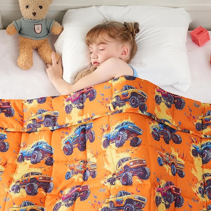 yescool Truck Car Weighted Blanket 7 Pounds Cooling Weighted Lap Blanket, Heavy Blanket for Sleeping, Breathable Weighted Throw Blanket Gifts for 60-80lbs, 40"x60"
