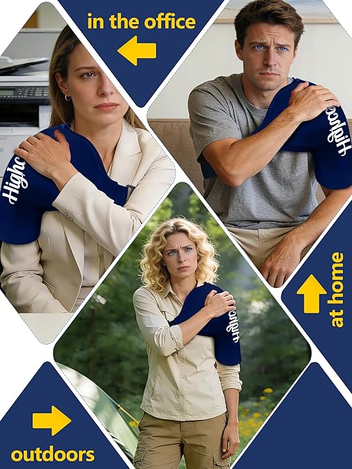 Shoulder Ice Pack Wrap for Rotator Cuff and Arm,Reusable Compression Cold Brace for Pain Relief & Muscle Relaxation,Tendonitis,Swelling,Discomfort After Surgery,Hot &Cold Therapy Ice Pack for Shoulder (Large-Navy blue)