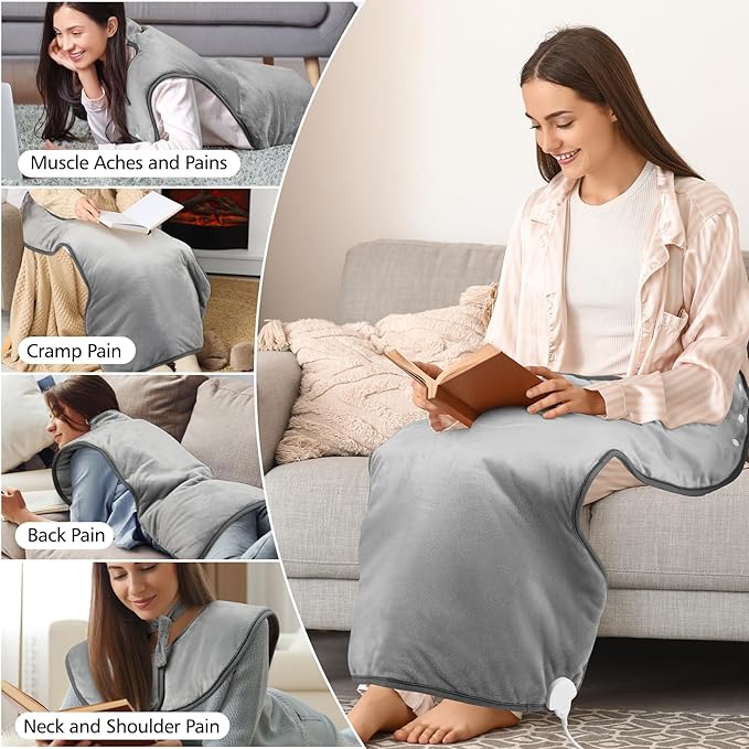 24''×37'' Heating Pad for Neck and Shoulders and Back Pain Relief, Electric Extra Large Heating Pad with 6 Temperature Settings & 4 Auto-Off Timers,Thoughtful Gift for Women, Men,The Elderly