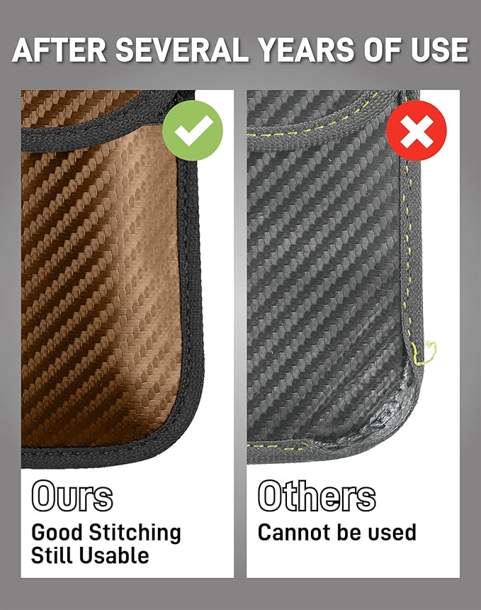 Upgraded Faraday Bag for Key Fob (2 Pack), Premium Faraday Key Fob Protector– Car RFID Signal Blocking, Car Security Protection, Anti-Theft Pouch, Anti-Hacking Case Blocker Brown