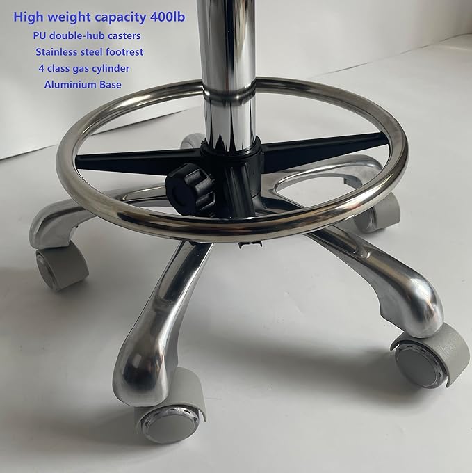 16''Wide seat Upgrade,4''Thick,Medical-Grade Leather,Heavy Duty Rolling Stool With Wheels 500lb Capacity, Upgrade Oversized Height Adjust Ring Easy to Reach ,For lab Doctor Massage Medical