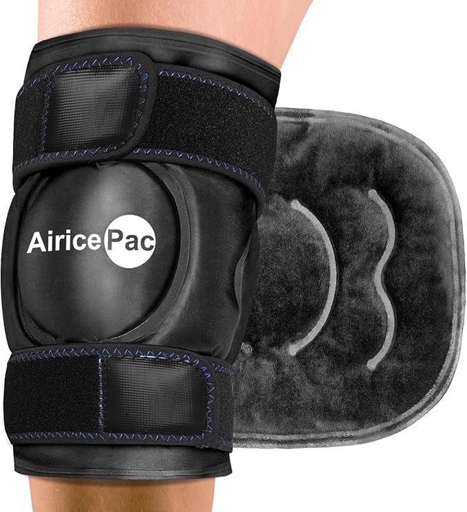 2 Ice Pack for Knee Pain Relief, Reusable Gel Ice Wrap for Injuries, Swelling, Knee Replacement Surgery, Cold Compress Therapy for Arthritis, Meniscus Tear and ACL, Black