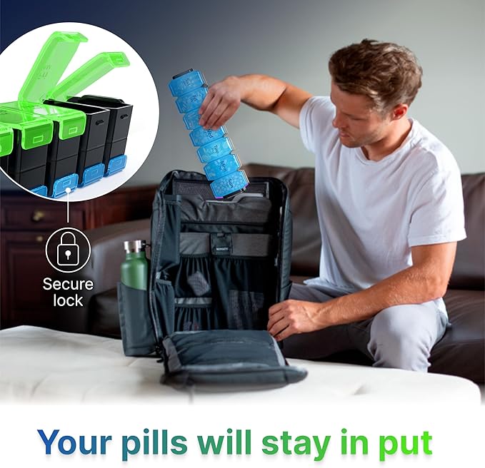 Extra Large Pill Organizer 2 Times a Day – XL Pill Box 7 Day with Big AM/PM Compartments – Fits Large Vitamins, Supplements & Gummies, for 7 or 14-Day Use, Color-Coded, Senior-Friendly, No Spills