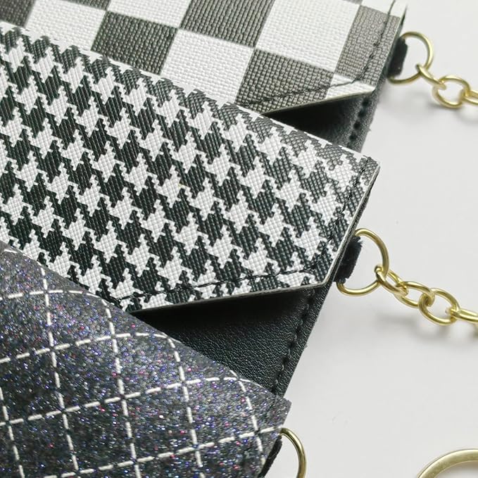 Birth Control Pill Case Keychain Envelope Shape (Houndstooth)