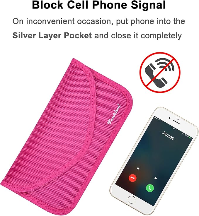 Signal Blocking Bag, 2 Pack RFID Faraday Bag Shield Pouch Cage Box Wallet Case for Cell Phone and Car Key FOB, Privacy Protection, Anti-Hacking - Black & Hot Pink