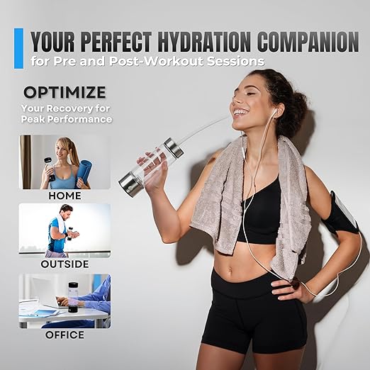 New Version Hydrogen Water Bottle Generator, Improve Water in 3 Minutes, 4000 ppb Hydrogenated Water Ionizer Bottle with SPE/PEM Technology, Perfect for Home, Office, Gym, Travel (Silver Chrome)