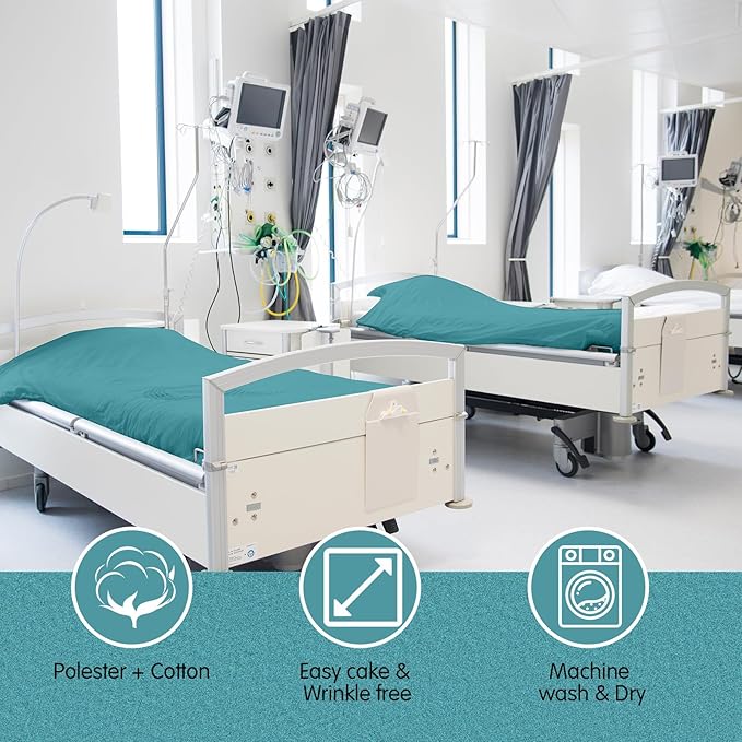Moukeren 3 Pcs Hospital Bed Sheets Set Deep Pocket Fitted Sheet 36 with Elastic All Around Easy Care Knitted Jersey for Home/Nursing Home (Forest Green)