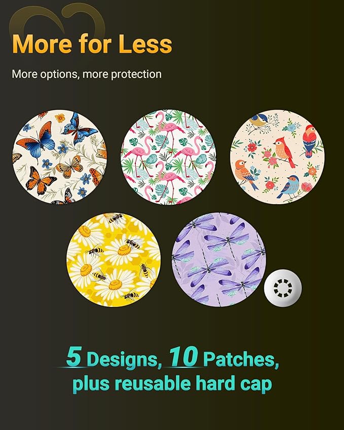 Libre 3 Sensor Covers Waterproof, 10 Pack Freestyle Libre 3 Plus Covers, Bump-Proof with Hard Cap, Waterproof Breathable CGM Adhesive Patches, 14-Day CGM Protection (Butterfly & Flamingo)