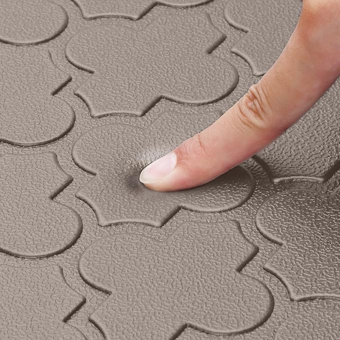 WISELIFE Kitchen Mat Cushioned Anti Fatigue Floor Mat,17.3"x60",Thick Non Slip Water Resistant Kitchen Rugs and Mats,Heavy Duty Foam Standing Mat for Kitchen,Floor,Home,Office,Desk,Sink,Laundry, Khaki
