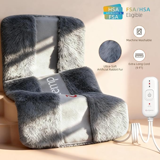 Comfytemp Himalayan Salt Weighted Heating Pad, Natural Moist Heating Pad for Back & Abdomen Comfort, Large Heated Pads for Women Men Mom Dad, 12"×24", FSA Eligible HSA，Electric Heat Warm with Auto-Off