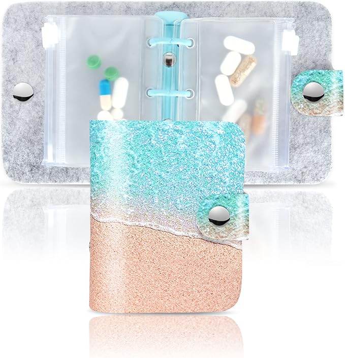 Hennaja Pill Organizer,Pill Pouches Clear Plastic Bags Self Sealing Travel Medicine Organizer Storage (1-Sandbeach, 1 Pack)