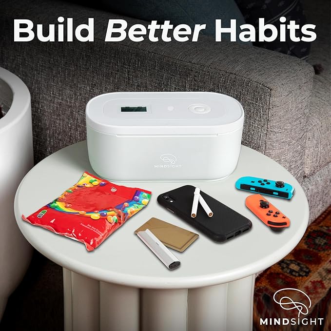 Mindsight Timed Lock Box | Unplug from Phones, Video Games, Social Media, Snacks & Cravings | 3 Modes based on Willpower | Easy to Use | Out of Sight ~ Out of Mind | Boost Your Mental Wellness