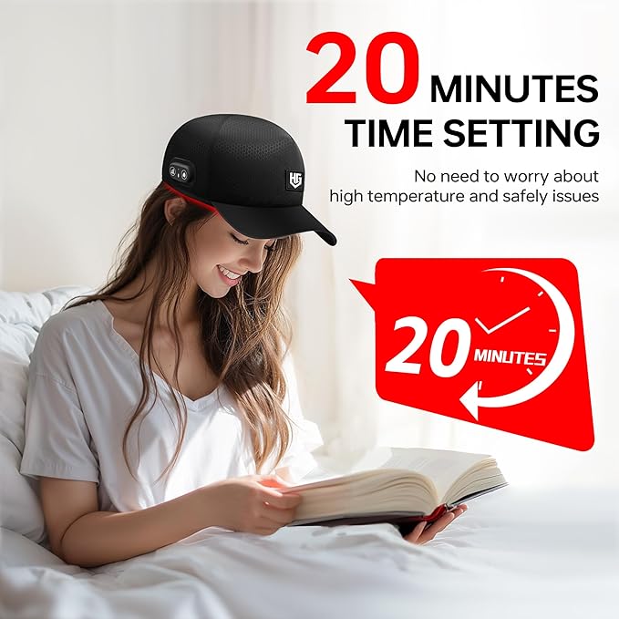 Cordless Red Light Hat with 2000mAh Rechargeable Battery, Red Light Cap with 660nm & 850nm Near-Infrared Light, Portable Wireless Design