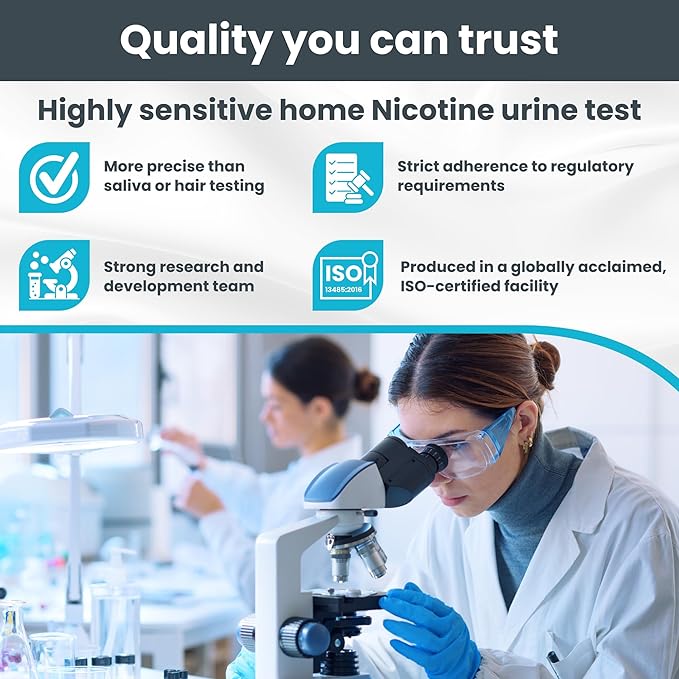 Exploro Nicotine Testing Kit at Home, Cotinine Urine Test, Highly Sensitive Nicotine Test Strips for Urine, Nicotine Test, Accurate Nicotene Test & Vape Test for Cut-Off Level 200 ng/ml (Pack of 25)