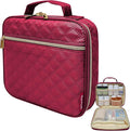 Medium Pill Bottle Organizer, Medicine Bag, Case, Carrier for Medications, Vitamins, and Medical Supplies - Travel Medicine Organizer Home Storage Med Bag - Ultrasonic Red Wine (No Lock)