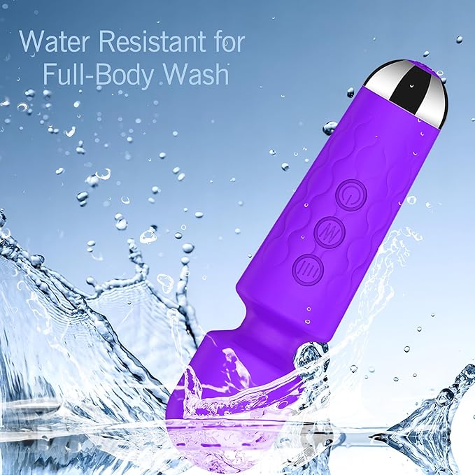 Personal Massage Wand - 20 Modes 8 Speeds Cordless Vibration Massager, Strong Powerful Waterproof Perfect for Travel, Magic Stress Away, All Body Back Legs Hand Pains Sports Recovery (Purple)