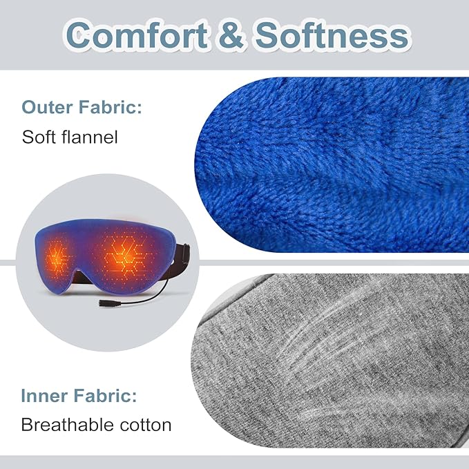 Heated Eye Mask for Dry Eyes, USB Electric Warm Eye Compress Heat Eye Masks with Temperature&Timer Control, Eye Heating Pad for Dry Eyes, Stye Treatment, Chalazion, Blepharitis, MGD, Puffy