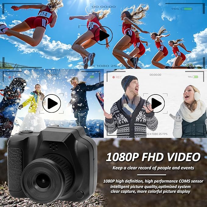 Mini Keychain Camera, FHD 1080p 8MP Mini Digital Camera with 32GB SD Card, 0.96" HD Display, 100 Mins Battery Life for Travel Recording Birthday Gifts (Nostalgia, Dark)