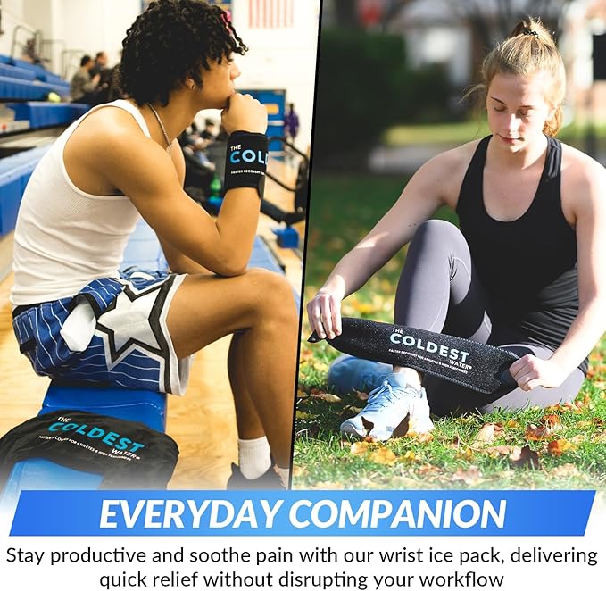 Coldest Wrist Ice Pack Hand Support Reusable Flexible - Best Cold Therapy Relief for Rheumatoid Arthritis, Tendinitis, Carpal Tunnel Pain, Injuries, Swelling, Bruises and Pain (Wrist Ice Pack)