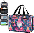 Fustylead Vibrant Magical Gnome and Pink Mushroom Travel Pill Bottle Organizer Large Home Storage Medication Bag with Zipper for Vitamins, First Aid, Fish Oil, Medical Supplies
