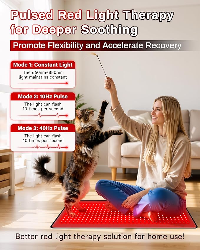 Red Light Therapy Mat 29.3" x 13", 330 LEDs Medical-Grade TPU Red Light Therapy Pad, 660nm&850nm Infrared Light Therapy for Body Pain Relief (Black)