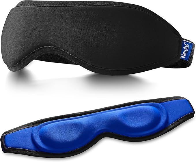 Cooling Gel Eye Mask, Contoured Cold Compress for Eyes, Reusable Cold Eye Mask for Puffy Eyes, Tired Eyes & Eye Strain, Flexible Solid Gel, Eye Care, Adjustable Strap, Fsa Eligible Items Hsa (Black)