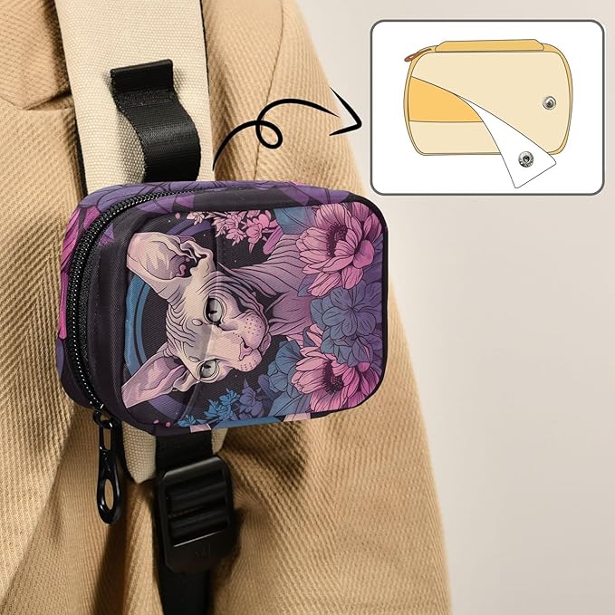 Sphynx Cat Travel Medicine Organizer Bag Compact Pill Case with Inner Compartments & Secure Zipper for Women Men Seniors