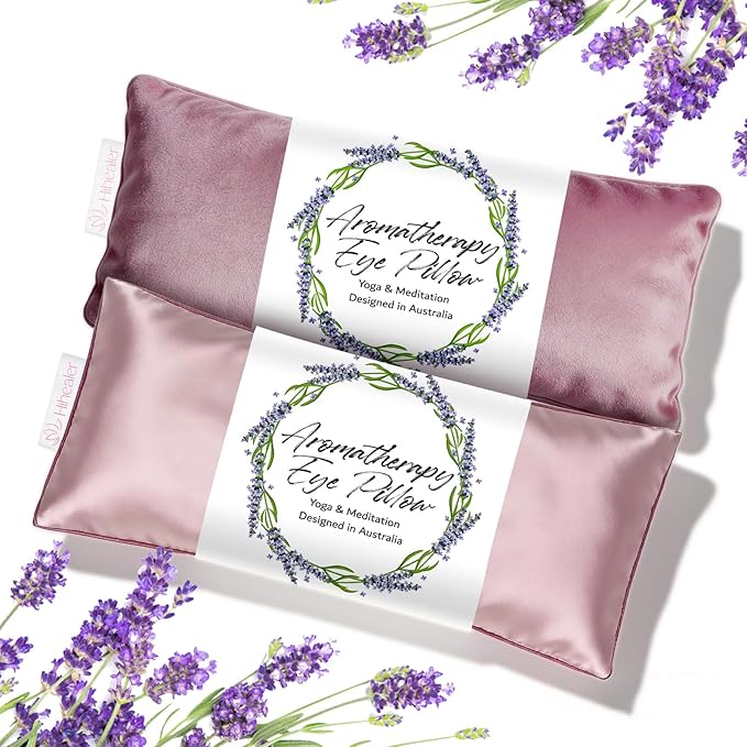 Weighted Eye Mask for Sleep, Yoga, Meditation, Lavender Eye Pillow Heated for Headache, Sinus, Dry Eyes Relief, Moist Heat Mask Purple Relaxation Gifts for Women (Pinkx2)