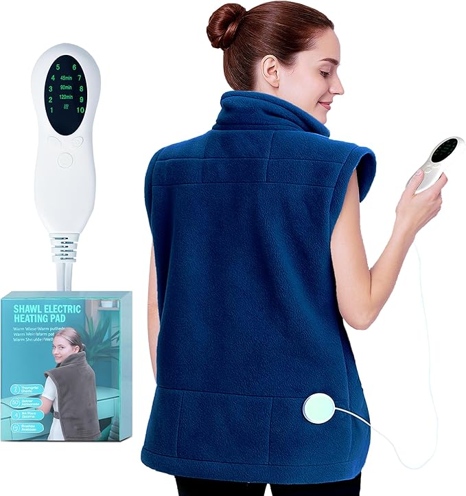 Heating Pad for Neck and Shoulders and Back,Holiday and Birthday Gifts for Family, Friends, and Seniors,Heating Pad for Back Pain Relief,10 Heat Settings, 3 Timers, Auto-Off (Tibetan Blue)
