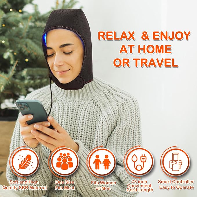JOBYNA Full Coverage Head Wrap, 10/20/30 Minutes Timer & 3 Levels Temperature, Auto Shut Off, Gifts for Mom Women Christmas Birthday