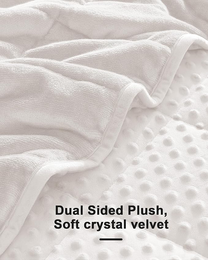 Weighted Blanket for Adults Twin Size 15 lbs, Soft Cooling Minky Dot Heavy Breathable Blanket for All-Season, Washable Weighted Throw with Glass Beads, 48 x 72 Inches, Cream