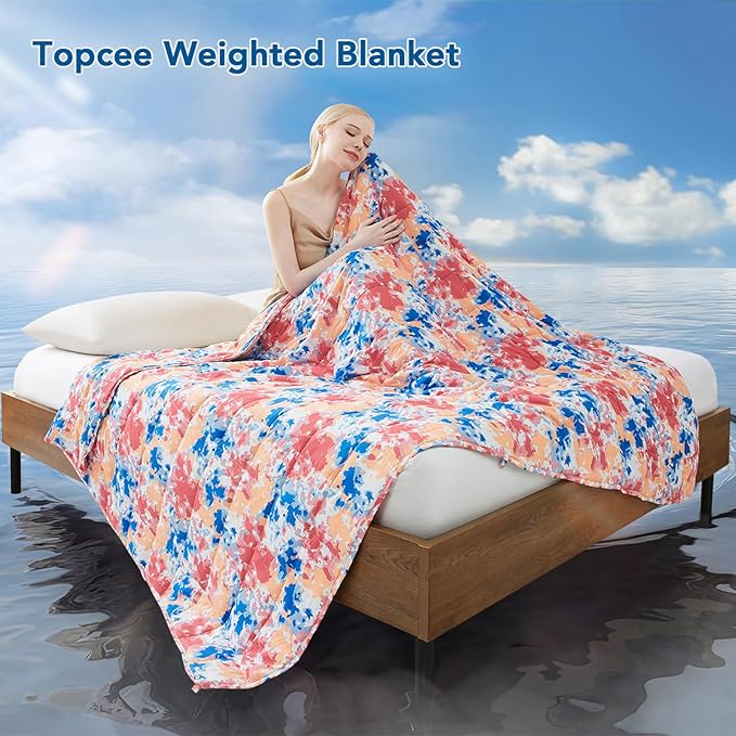 Topcee Weighted Blanket for Adults (20 lbs, 60" x 80") Queen Size Soft Cooling Heavy Blanket Sleeping, Apply to 190-210 lbs Body, Thick Breathable Blanket with Glass Bead, Easy Care